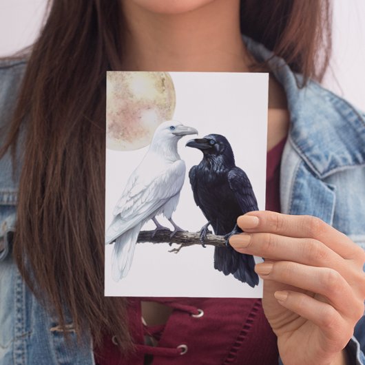 Witte en zwarte raaf briefkaart
