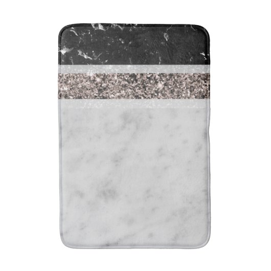 Witte en zwarte Roos Glitter Stripe #1 Badmat (Voorkant Verticaal)
