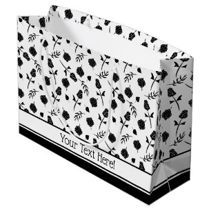 witte en zwarte Rozen Rosebud Floral Print Groot Cadeauzakje