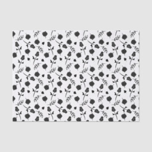witte en zwarte Rozen Rosebud Floral Print Tissuepapier