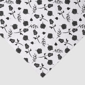 witte en zwarte Rozen Rosebud Floral Print Tissuepapier (Detail)