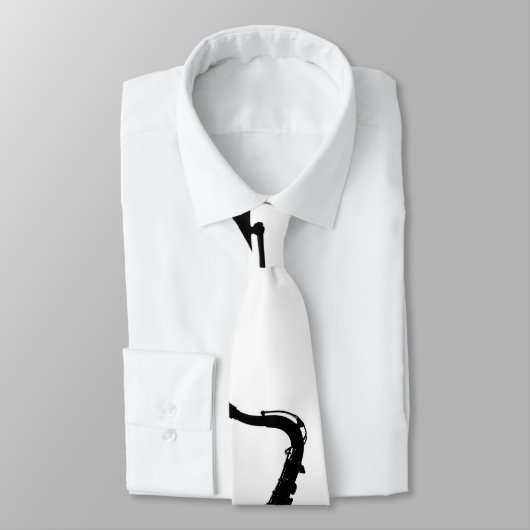 Witte en zwarte saxofone Stropdas (Gebonden)
