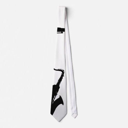 Witte en zwarte saxofone Stropdas (Voorkant)
