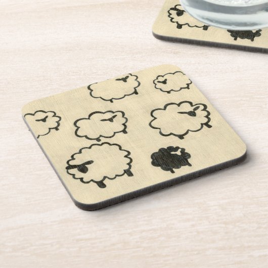 Witte en zwarte schapen op de achtergrond van Crea Onderzetter (Linkerzijde)