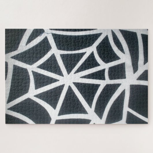 Witte en zwarte spinrag van zijde legpuzzel (Horizontaal)