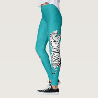 Witte en Zwarte Tijger op Blauwgroen, Turquoise Bl