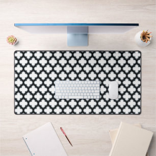 Witte en zwarte trellis, lattice, quatrefoil bureaumat