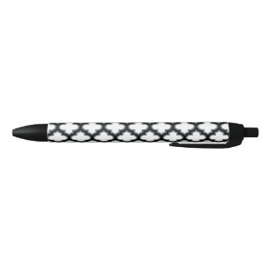 Witte en zwarte trellis, lattice, quatrefoil inkt pen