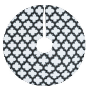 Witte en zwarte trellis, lattice, quatrefoil kerstboom rok