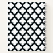 Witte en zwarte trellis, lattice, quatrefoil notitieboek (Achterkant)