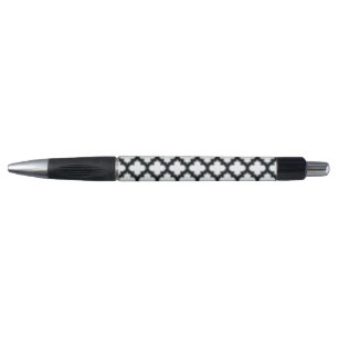 Witte en zwarte trellis, lattice, quatrefoil pen