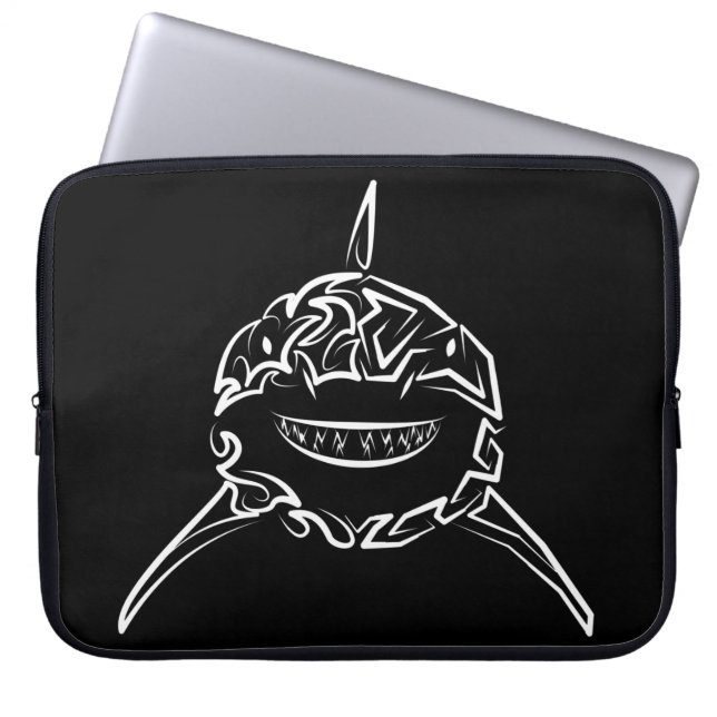 Witte en zwarte tribale witte haai laptop sleeve (Voorkant)