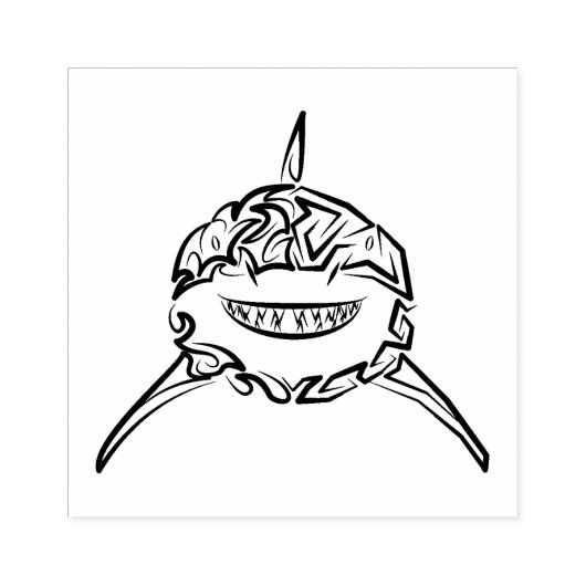 Witte en zwarte tribale witte haai rubberstempel (Afrduk)