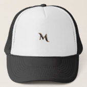 Witte en zwarte Trucker Hat met "M" Monogram Pet (Voorkant)
