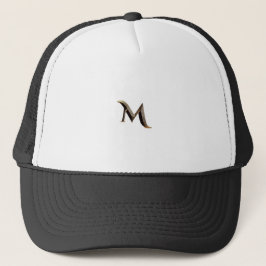 Witte en zwarte Trucker Hat met "M" Monogram Pet