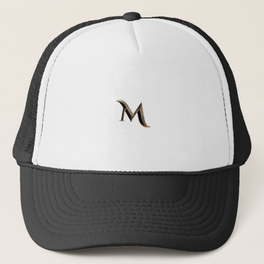 Witte en zwarte Trucker Hat met "M" Monogram Pet (Voorkant)
