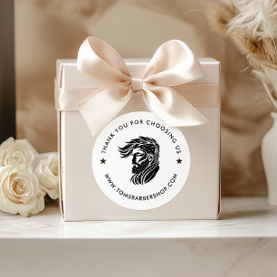 Witte en Zwarte Typografie Custom Hair Logo Ronde Sticker