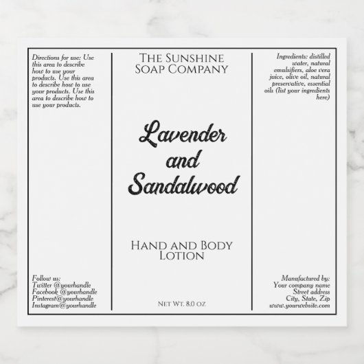 Witte en zwarte waterdichte cosmetische flesseneti sparkling wijnetiket (Enkel label)