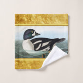 Witte en zwarte wilde eenden zwemmen in water bad handdoek (Wasdoekje)