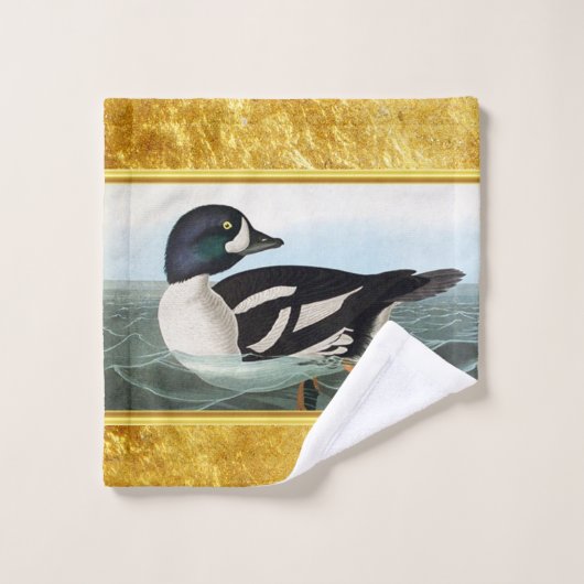 Witte en zwarte wilde eenden zwemmen in water bad handdoek (Wasdoekje)