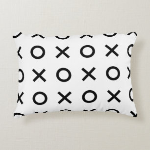 Witte en zwarte Xs en Os Accent Kussen