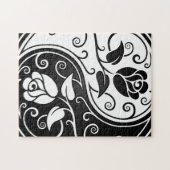 Witte en zwarte Yin Yang Rozen Legpuzzel (Horizontaal)