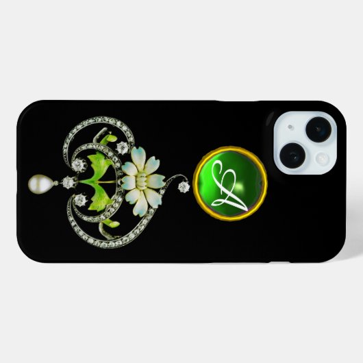 WITTE ENAMELSTROOM, PEARLS EN DIAMONDS MONOGRAM Case-Mate iPhone CASE (Achterkant (horizontaal))