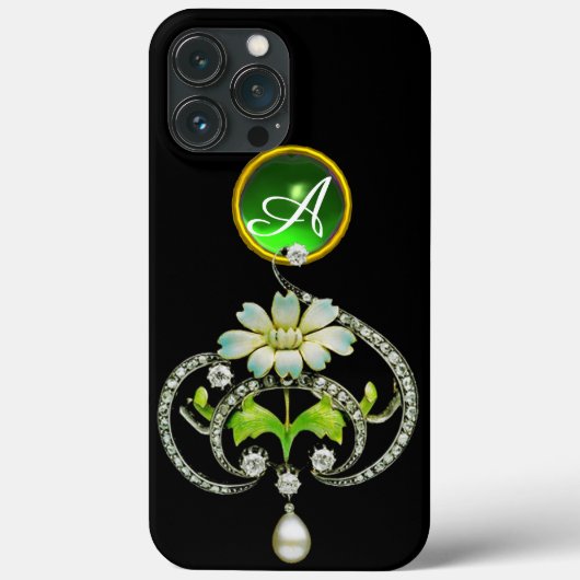 WITTE ENAMELSTROOM, PEARLS EN DIAMONDS MONOGRAM Case-Mate iPhone CASE (Achterkant)