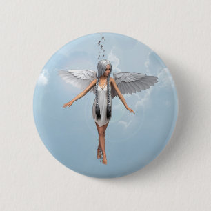 Witte engel ronde button 5,7 cm