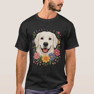 Witte Engelse Crème Gouden Retriever Kleurrijke Le T-shirt