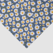 Witte Engelse madeliefjes op donkerblauw Tissuepapier (Detail)