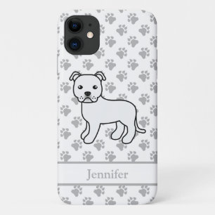 Witte Engelse Staffie Schattige Cartoon Hond & Naa iPhone 11 Hoesje