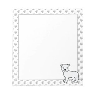 Witte Engelse Staffie Schattige Cartoon Hond Notitieblok