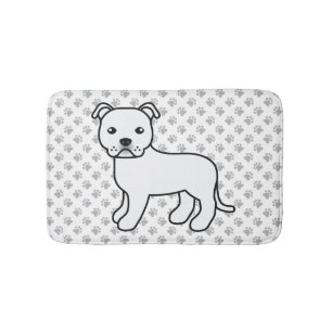 Witte Engelse Staffie Schattige Cartoon Hond & Poo Badmat