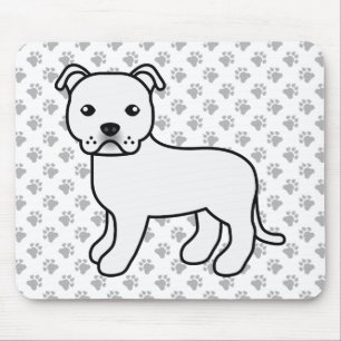 Witte Engelse Staffie Schattige Cartoon Hond & Pot Muismat