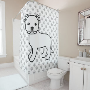 Witte Engelse Staffordshire Bull Terrier Hond Douchegordijn
