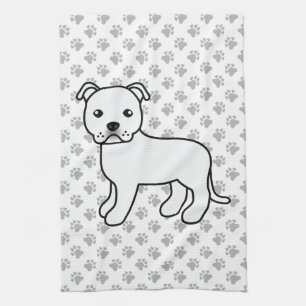 Witte Engelse Staffordshire Bull Terrier Hond Theedoek