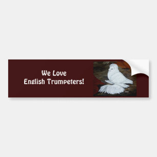 Witte Engelse trompetduif Bumpersticker