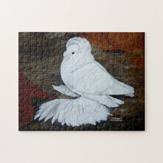 Witte Engelse trompetduif Legpuzzel (Horizontaal)