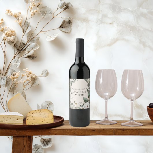 Witte etiketten van magnesiumoxide en vlinderwijne