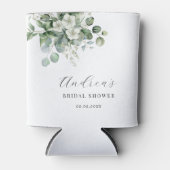 Witte Eucalyptus Bloem Bruiloftsdouche Favor Blikjeskoeler (Voorkant)