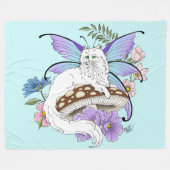 Witte Fairy Kat Paddestoel Fleece Deken (Voorkant (Horizontaal))