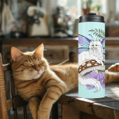 Witte Fairy Kat Paddestoel Thermosbeker