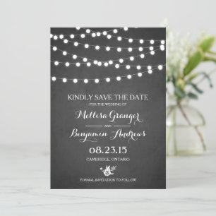 Witte Fairy Lights Faux Krijtbord Huwelijk Save The Date