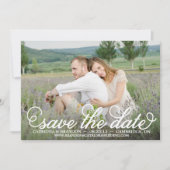Witte fantasie script save the date-aankondiging date (Voorkant)