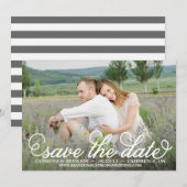Witte fantasie script save the date-aankondiging date (Voorkant / Achterkant)