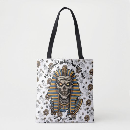 🤍 Witte Farao Mummy Canvas tas 👑🎃 (Voorkant)