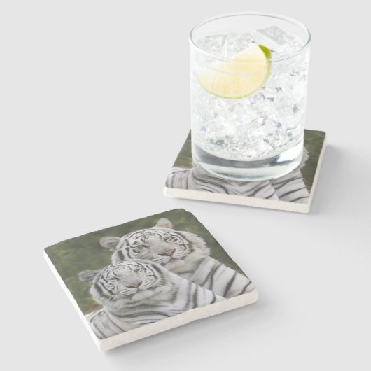 Witte fase, Bengal Tiger, Tigris Stenen Onderzetter (Zijkant)