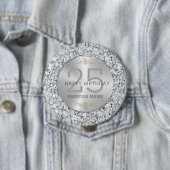 Witte faux diamanten 25e verjaardag ronde button 4,0 cm (In situ)