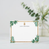 Witte Faux Gold Glitter Ananas Gepersonaliseerd Bedankkaart (Staand voorkant)